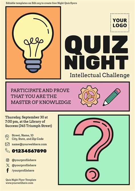 quiz night poster template free download|Free printable custom trivia night poster templates .